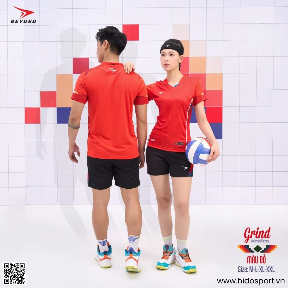 (TITLE)% BST 4 MÀU - Quần Áo Bóng Chuyền Thiết Kế Chính Hãng BEYONO GRIND 2025 - Đỏ