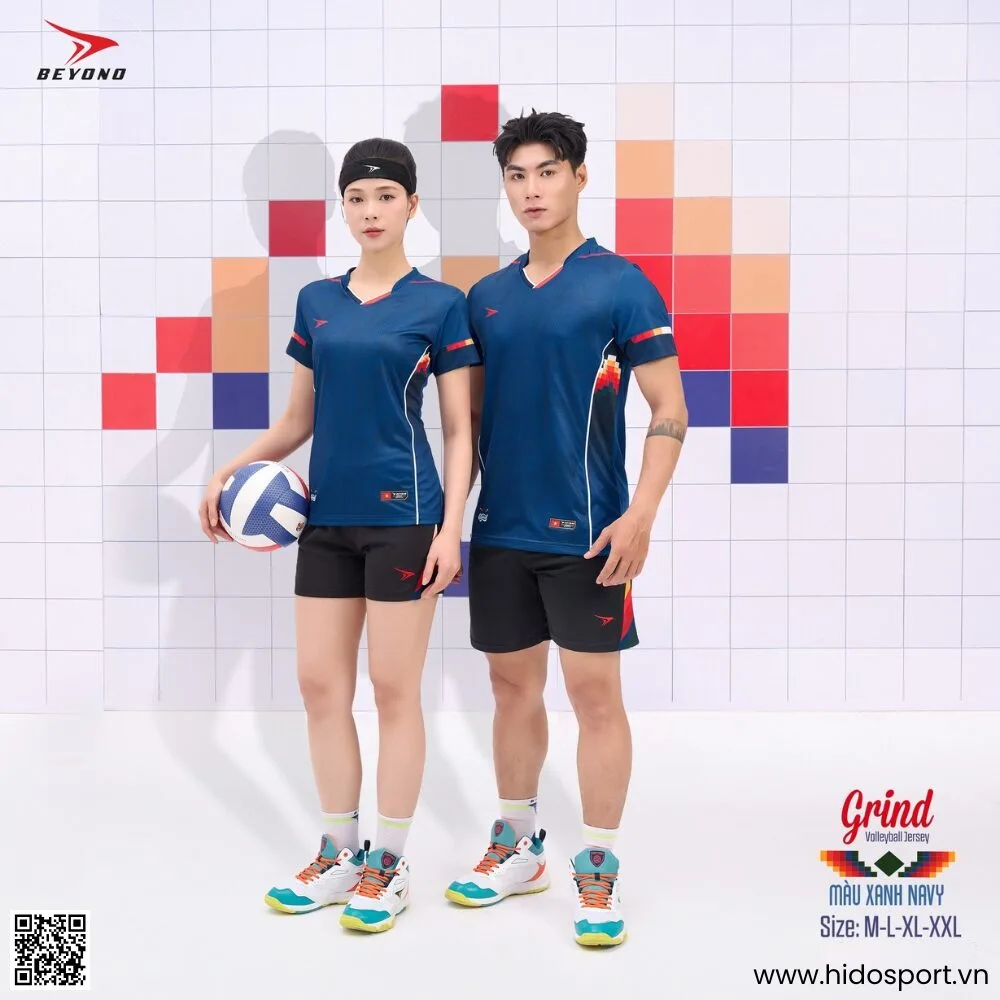 (TITLE)% BST 4 MÀU - Quần Áo Bóng Chuyền Thiết Kế Chính Hãng BEYONO GRIND 2025 - Xanh Navy