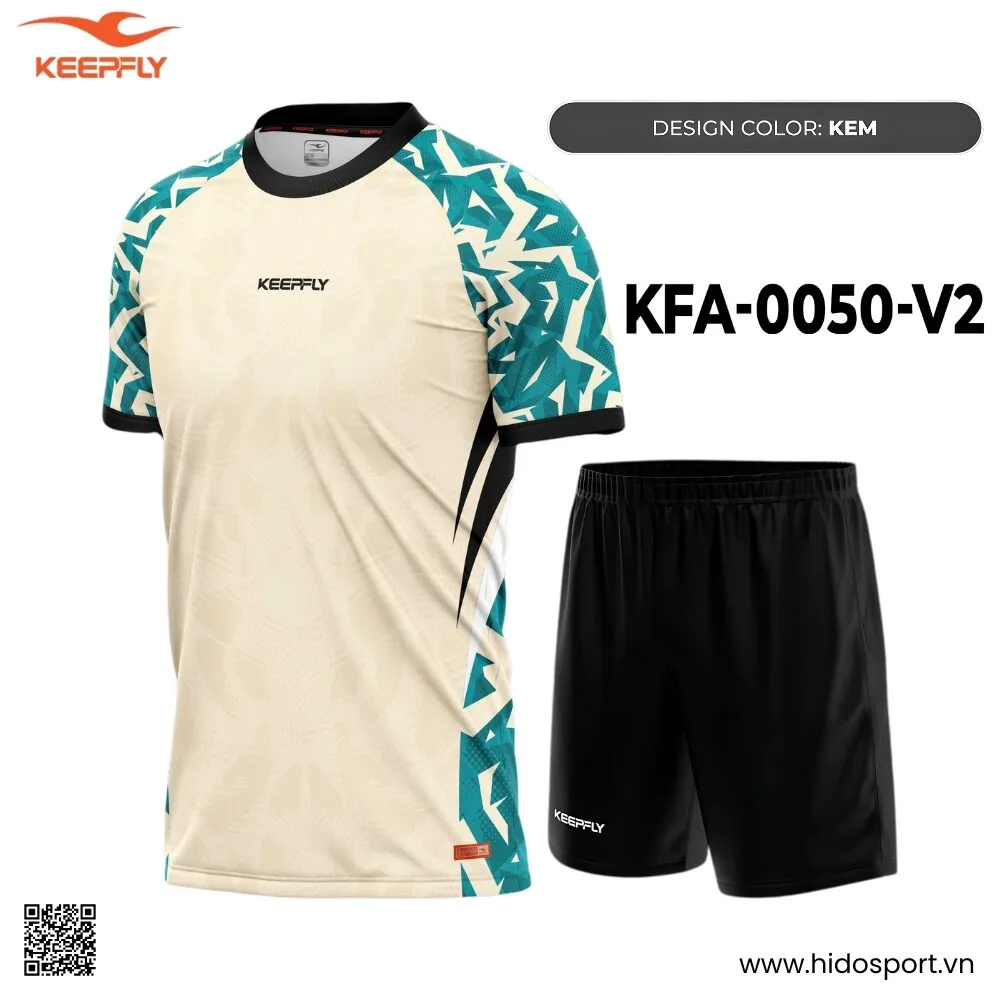 (TITLE)% Quần Áo Bóng Đá Thiết Kế Chính Hãng KFA-0050-V2 KEEPFLY ACTION 2025 - Kem