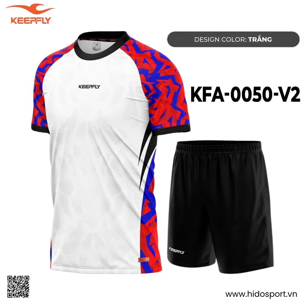 (TITLE)% Quần Áo Bóng Đá Thiết Kế Chính Hãng KFA-0050-V2 KEEPFLY ACTION 2025 - Trắng