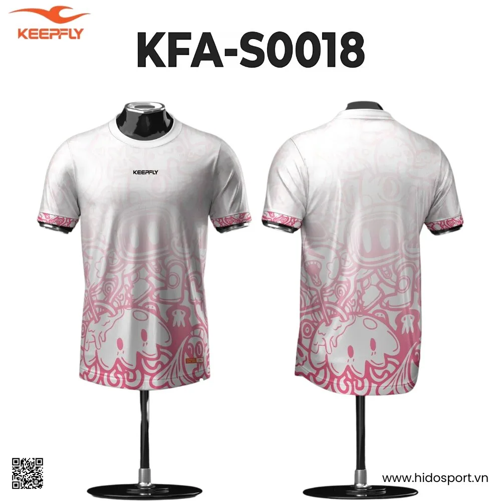 (TITLE)% Áo Pickleball Thiết Kế Chính Hãng KFA-S0018 KEEPFLY Action 2025 - Trắng Hồng