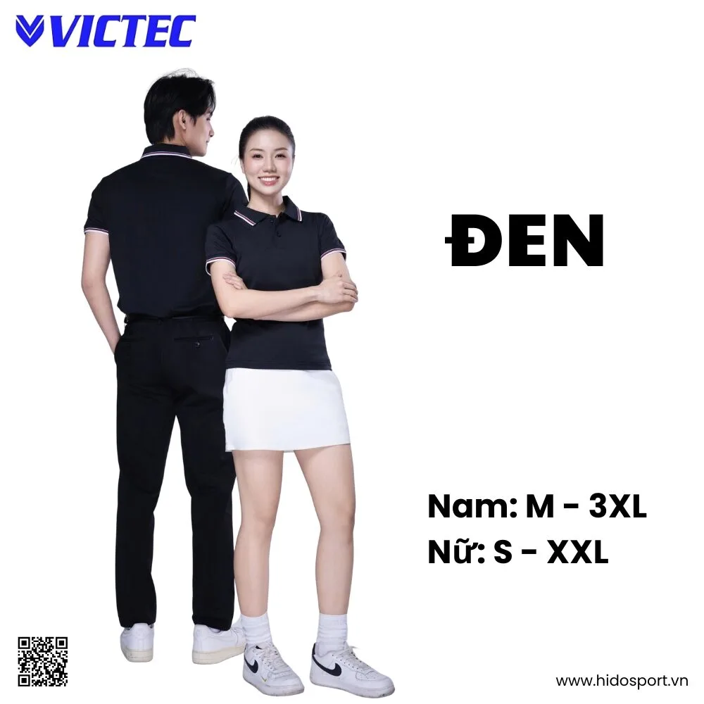Áo Polo Thể Thao Thiết Kế Chính Hãng VICTEC Màu Đen 2025 - 2