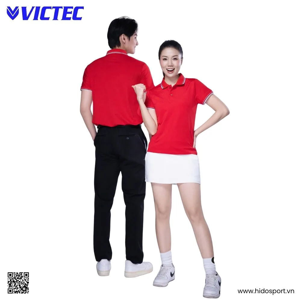 Áo Polo Thể Thao Thiết Kế Chính Hãng VICTEC Màu Đỏ 2025 - HIDO SPORT