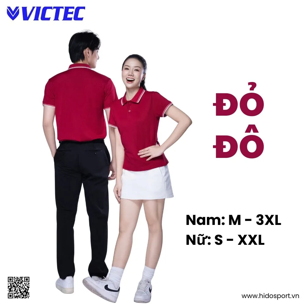 Áo Polo Thể Thao Thiết Kế Chính Hãng VICTEC Màu Đỏ Đô 2025 - 2