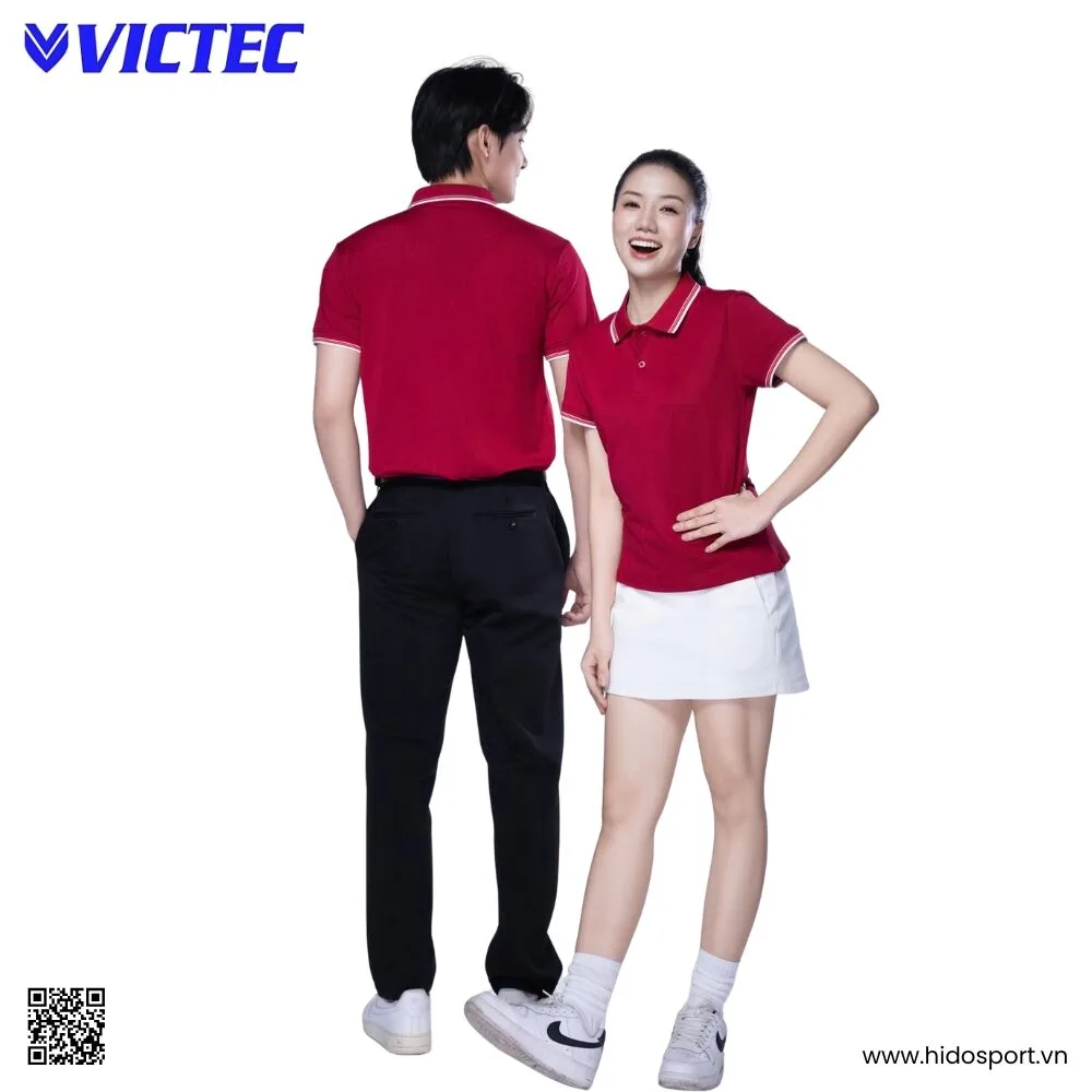 Áo Polo Thể Thao Thiết Kế Chính Hãng VICTEC Màu Đỏ Đô 2025 - HIDO SPORT