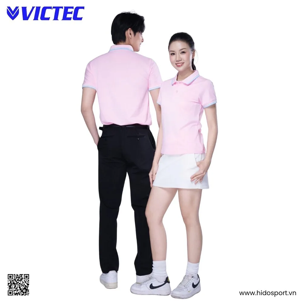 Áo Polo Thể Thao Thiết Kế Chính Hãng VICTEC Màu Hồng 2025 - HIDO SPORT