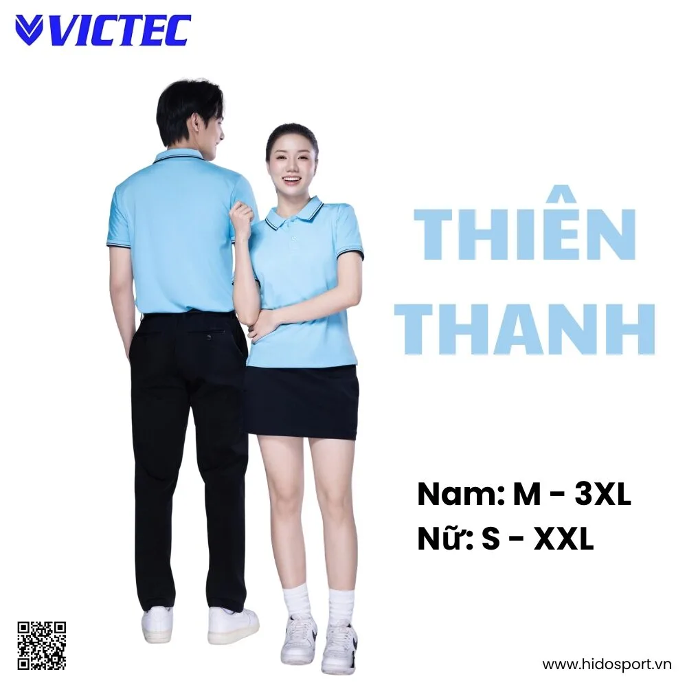 Áo Polo Thể Thao Thiết Kế Chính Hãng VICTEC Màu Thiên Thanh 2025 - 1
