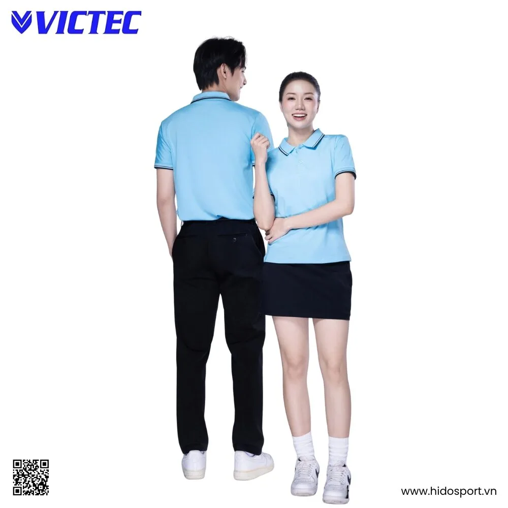Áo Polo Thể Thao Thiết Kế Chính Hãng VICTEC Màu Thiên Thanh 2025 - HIDO SPORT