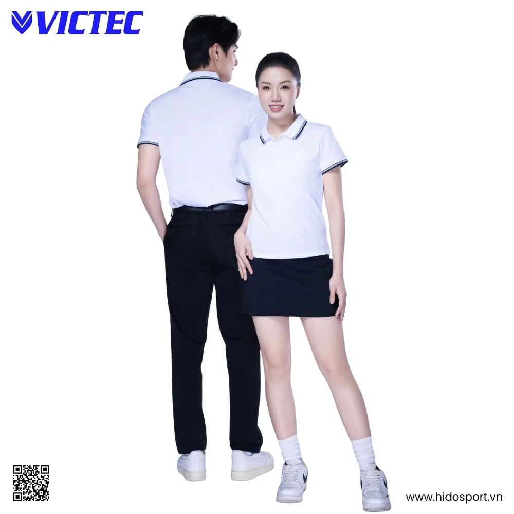 Áo Polo Thể Thao Thiết Kế Chính Hãng VICTEC Màu Trắng 2025 - HIDO SPORT