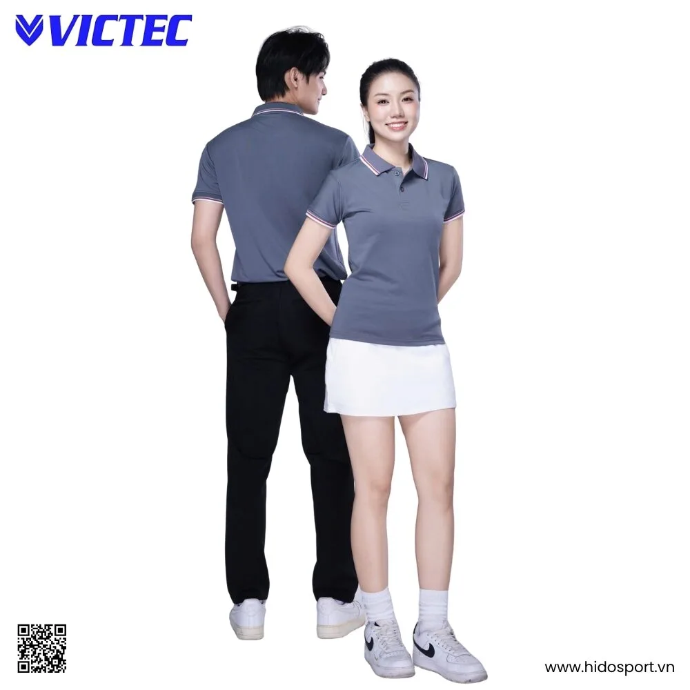 Áo Polo Thể Thao Thiết Kế Chính Hãng VICTEC Màu Xám Chì 2025 - HIDO SPORT