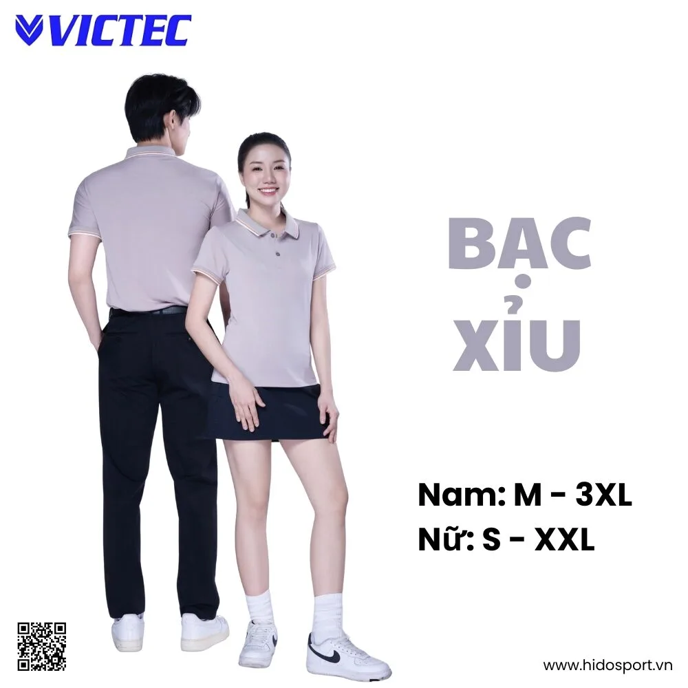 (TITLE)% Áo Polo Thể Thao Thiết Kế Chính Hãng VICTEC Màu Bạc Xỉu 2025 - 2