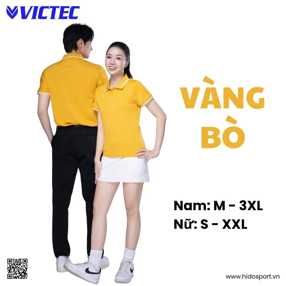 Áo Polo Thể Thao Thiết Kế Chính Hãng VICTEC Màu Vàng Bò 2025 - 2