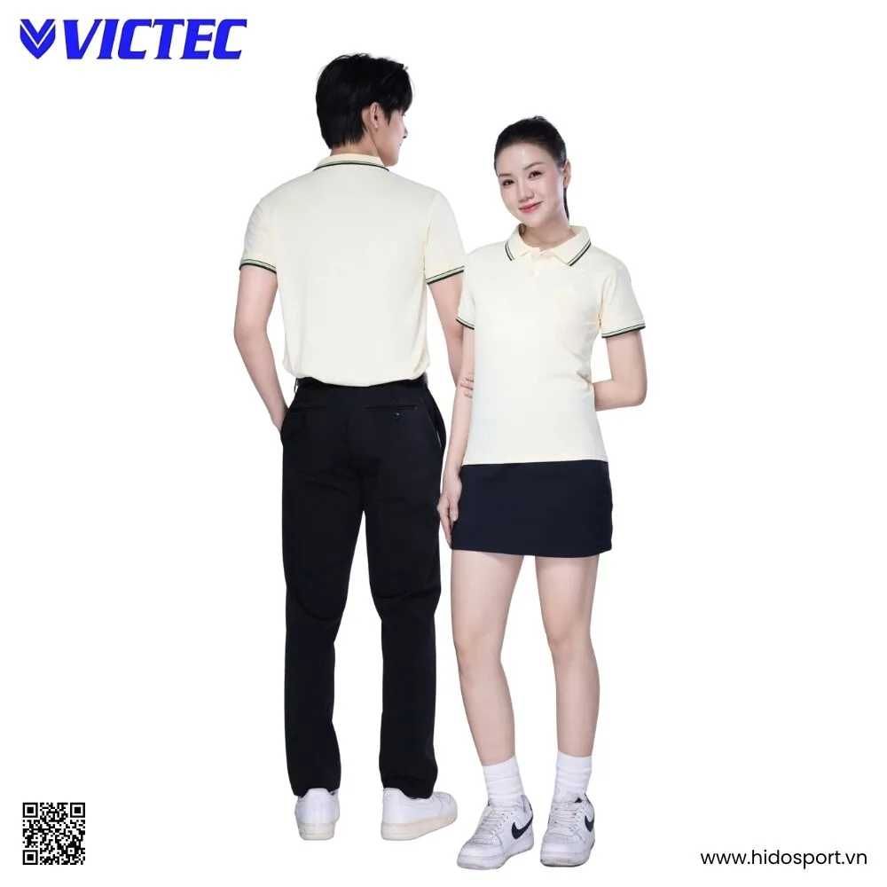 Áo Polo Thể Thao Thiết Kế Chính Hãng VICTEC Màu Vàng Kem 2025 - HIDO SPORT