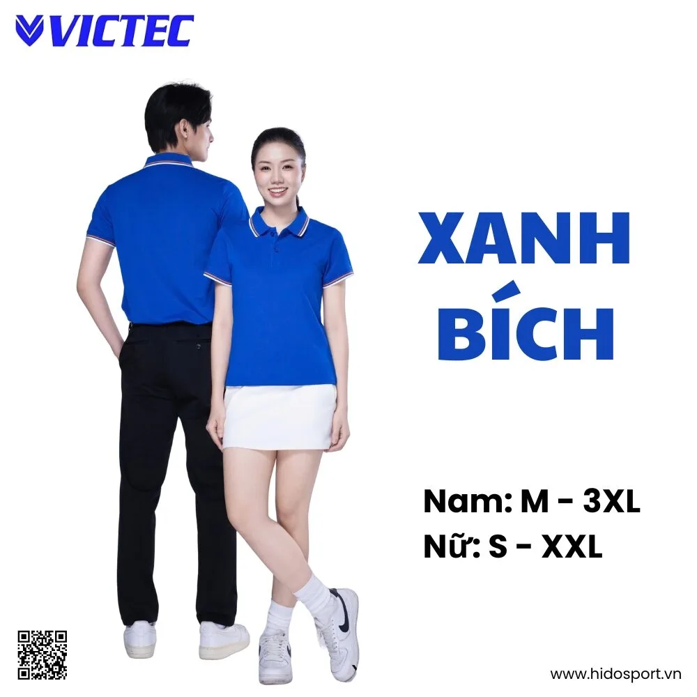 Áo Polo Thể Thao Thiết Kế Chính Hãng VICTEC Màu Xanh Bích 2025 - 2