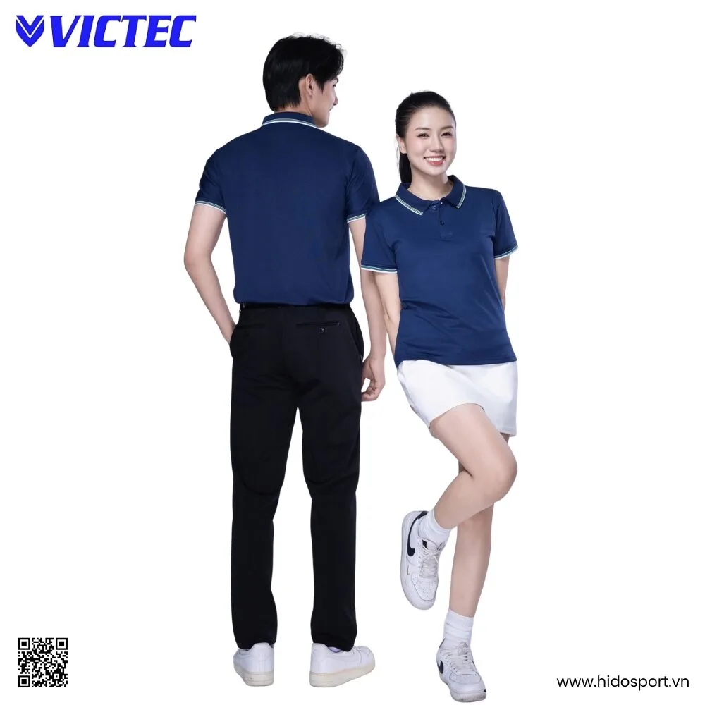 Áo Polo Thể Thao Thiết Kế Chính Hãng VICTEC Màu Xanh Đen 2025 - HIDO SPORT