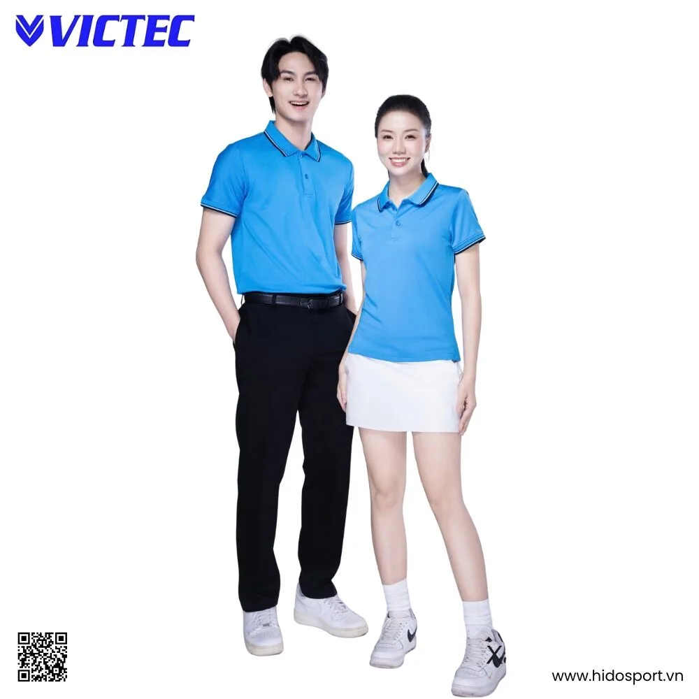 Áo Polo Thể Thao Thiết Kế Chính Hãng VICTEC Màu Xanh YA 2025 - HIDO SPORT