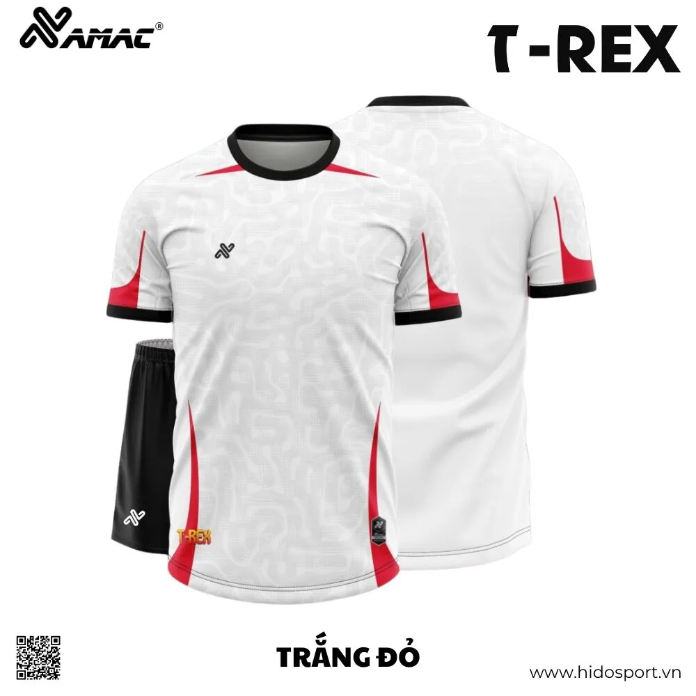 (TITLE)% BST 7 MÀU - Quần Áo Bóng Đá Thiết Kế Chính Hãng AMAC T-REX 2025 - Trắng Đỏ