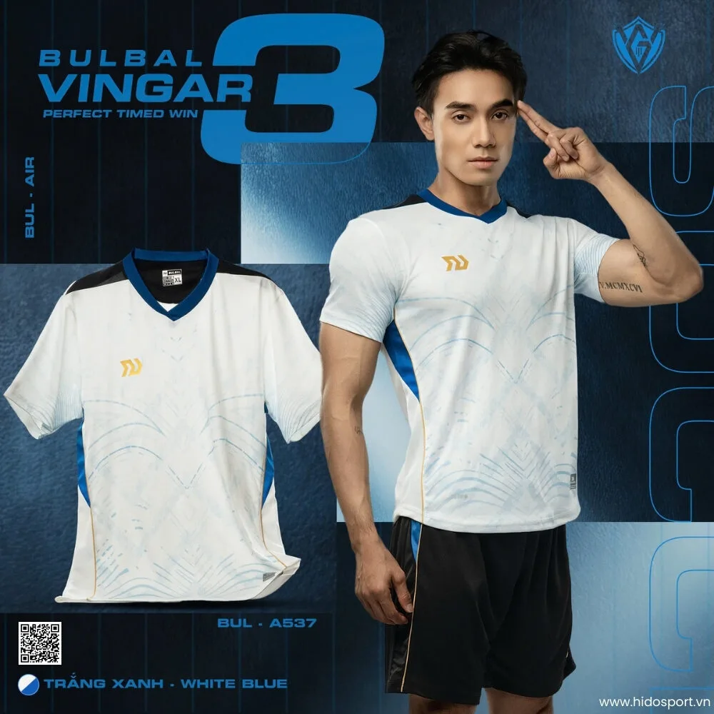 (TITLE)% BST 6 MÀU - Quần Áo Bóng Đá Thiết Kế Chính Hãng BULBAL VINGAR 3 2025 - Trắng Xanh