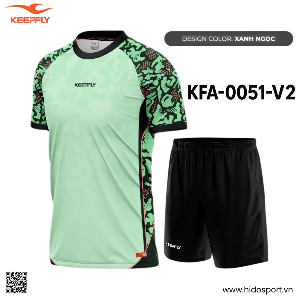 (TITLE)% Quần Áo Bóng Đá Thiết Kế Chính Hãng KFA-0051-V2 KEEPFLY ACTION 2025 - Xanh Ngọc