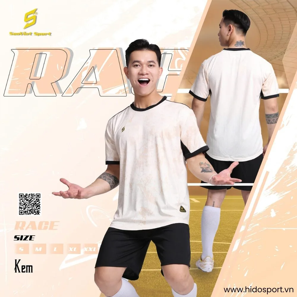 (TITLE)% BST 6 MÀU - Quần Áo Bóng Đá Thiết Kế Chính Hãng SAO VIỆT RACE 2025 - Kem