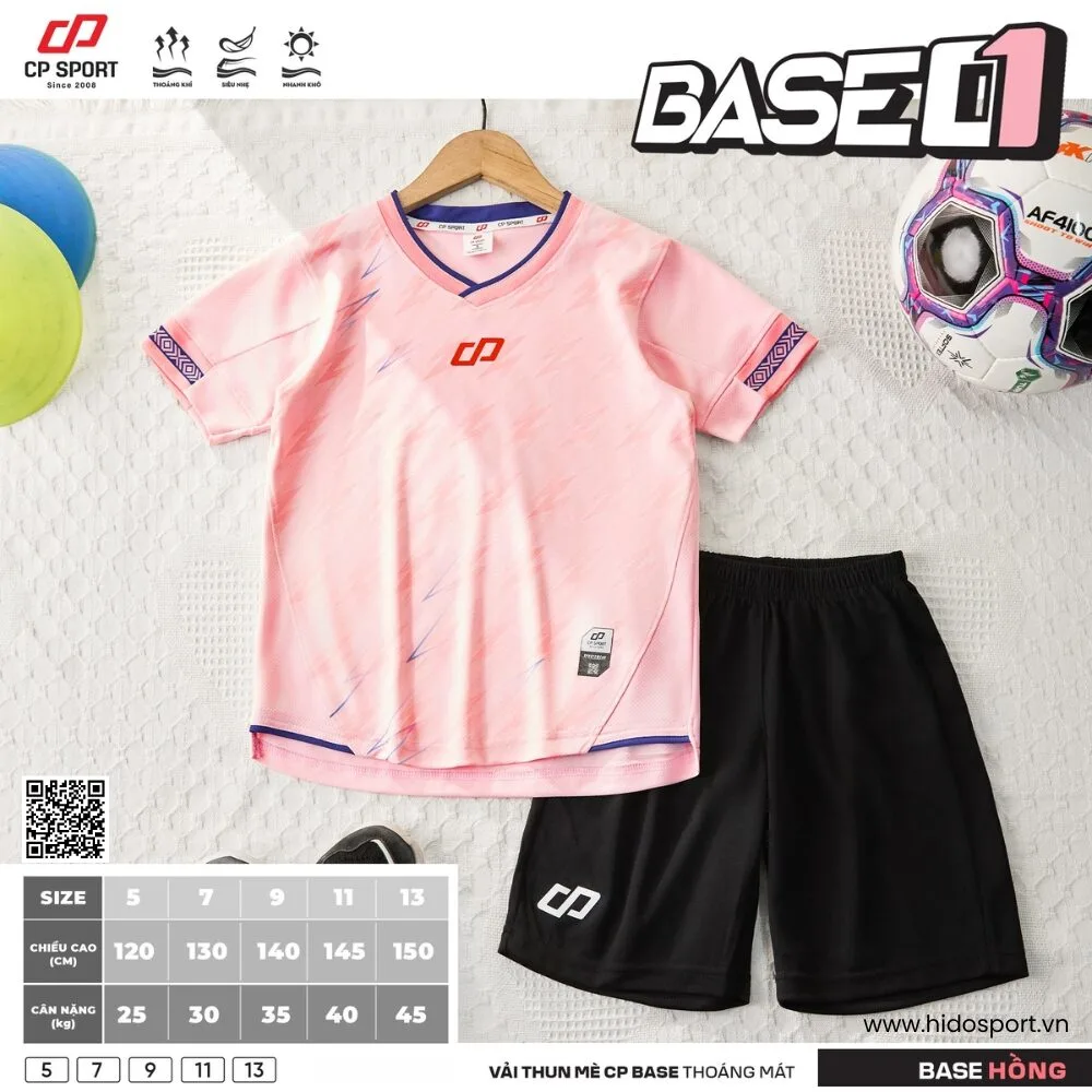 (TITLE)% BST 7 MÀU - Quần Áo Bóng Đá Trẻ Em Thiết Kế Chính Hãng CP BASE 01 2025 - Hồng