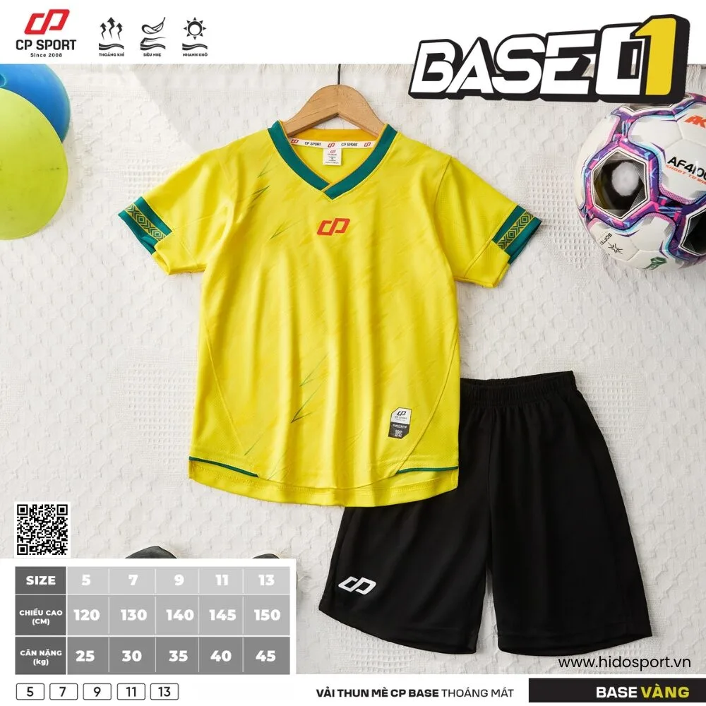 (TITLE)% BST 7 MÀU - Quần Áo Bóng Đá Trẻ Em Thiết Kế Chính Hãng CP BASE 01 2025 - Vàng