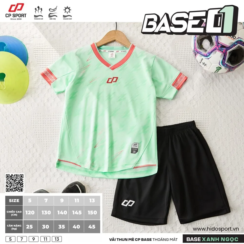 (TITLE)% BST 7 MÀU - Quần Áo Bóng Đá Trẻ Em Thiết Kế Chính Hãng CP BASE 01 2025 - Xanh Ngọc