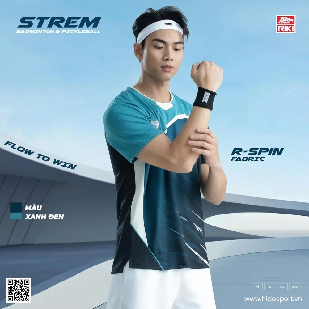 (TITLE)% Set Váy Áo Pickleball Cầu Lông Nam Nữ Riki AM04 Xanh Đen Chính Hãng 2025 - 1