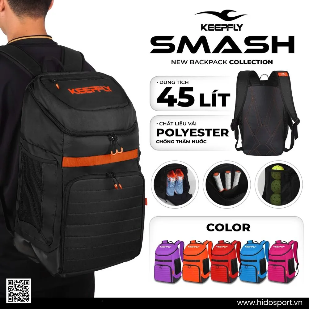 (TITLE)% Balo Pickleball Keepfly Smash Chính Hãng 2025 - Đen