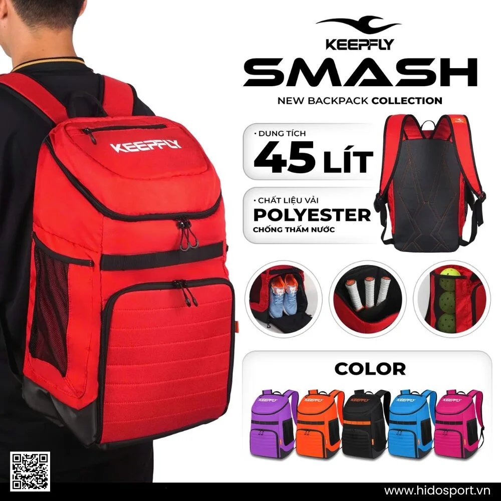 (TITLE)% Balo Pickleball Keepfly Smash Chính Hãng 2025 - Đỏ