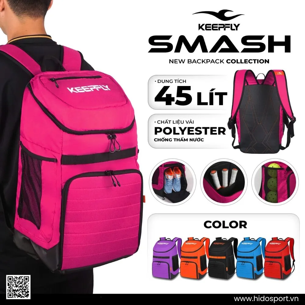 (TITLE)% Balo Pickleball Keepfly Smash Chính Hãng 2025 - Hồng