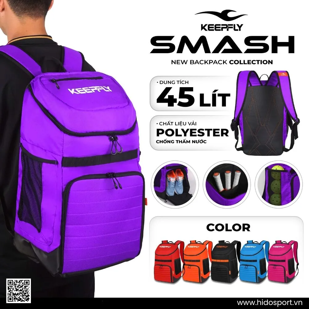 (TITLE)% Balo Pickleball Keepfly Smash Chính Hãng 2025 - Tím