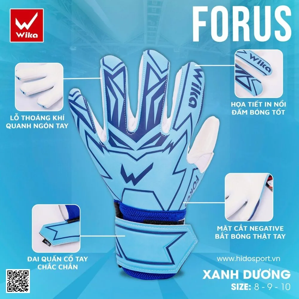 (TITLE)% Găng Tay Thủ Môn Wika Forus Chính Hãng 2025 | New 3 Màu - Xanh Dương