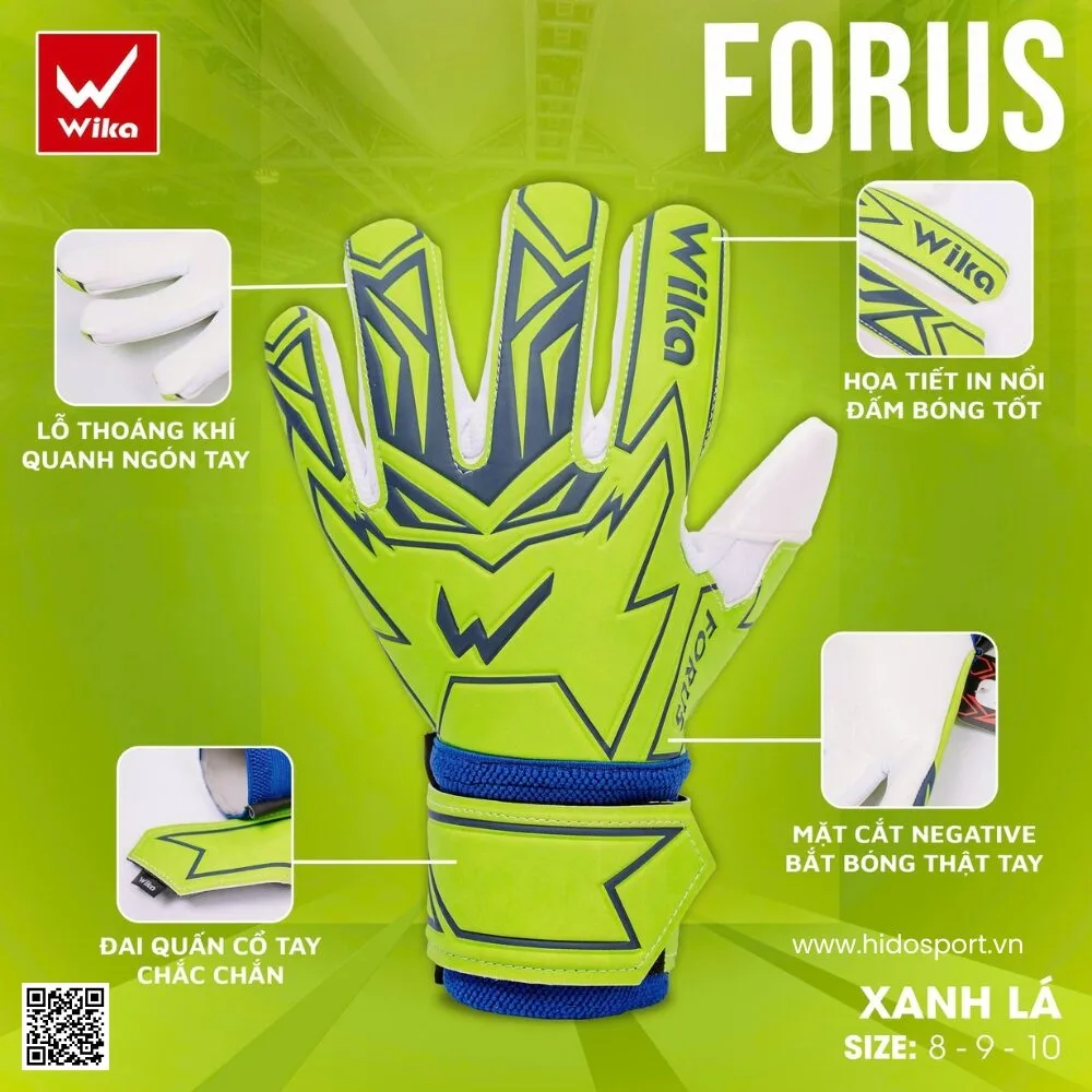 (TITLE)% Găng Tay Thủ Môn Wika Forus Chính Hãng 2025 | New 3 Màu - Xanh Lá