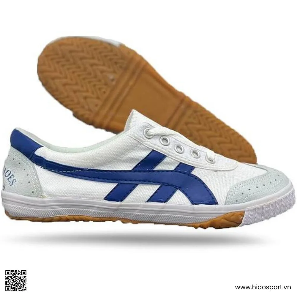 (TITLE)% Giày Bóng Đá Vải Bata Asean Đế Bằng | 3 Màu 2025 - Trắng Xanh