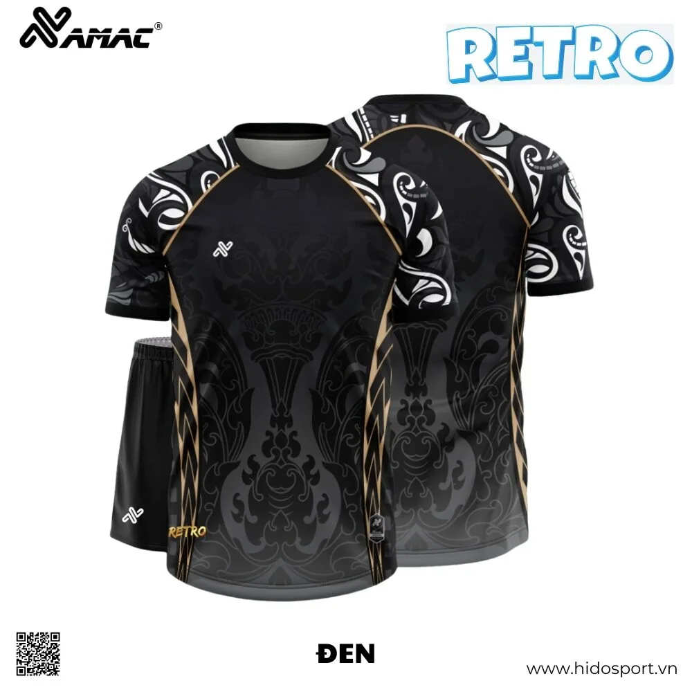 (TITLE)% BST 9 MÀU - Quần Áo Bóng Đá Thiết Kế Chính Hãng AMAC RETRO 2025 - Đen