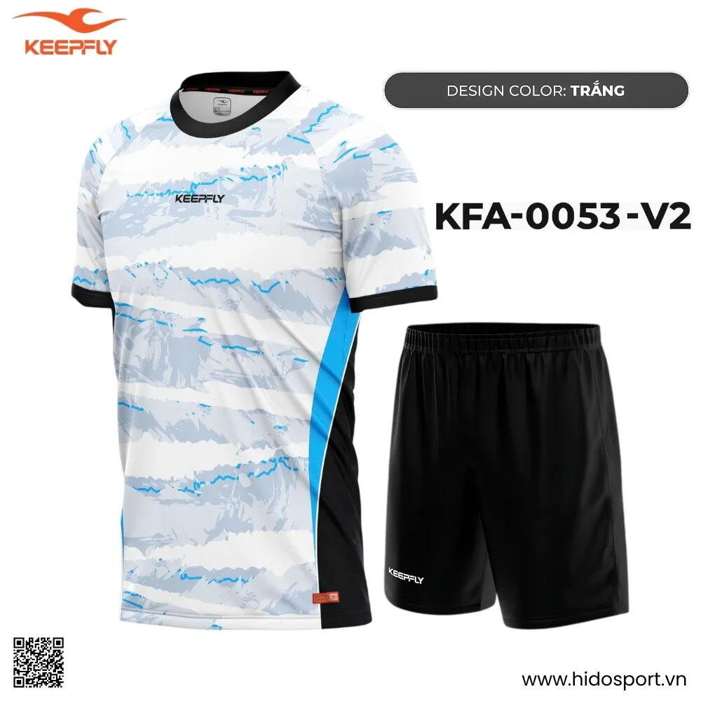 (TITLE)% BST 6 MÀU - Quần Áo Bóng Đá Thiết Kế Chính Hãng KFA-0053-V2 KEEPFLY ACTION 2025 - Trắng