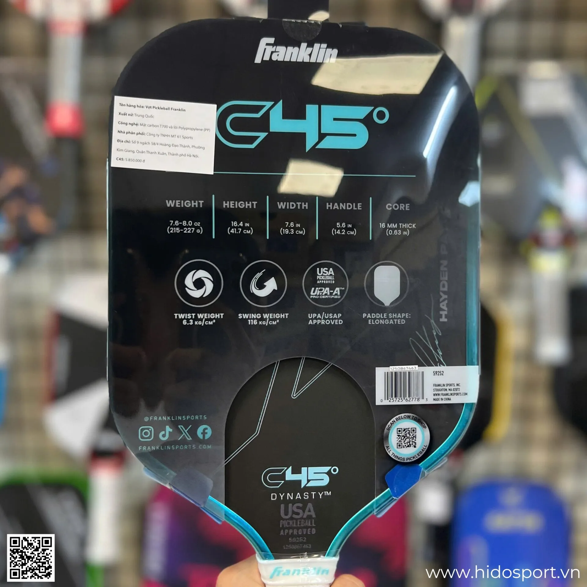 (TITLE)% Vot Pickleball Franklin C45 Hayden Patrinquin Edition Hinh Anh Doc Quyen Tai Hido Sport 05