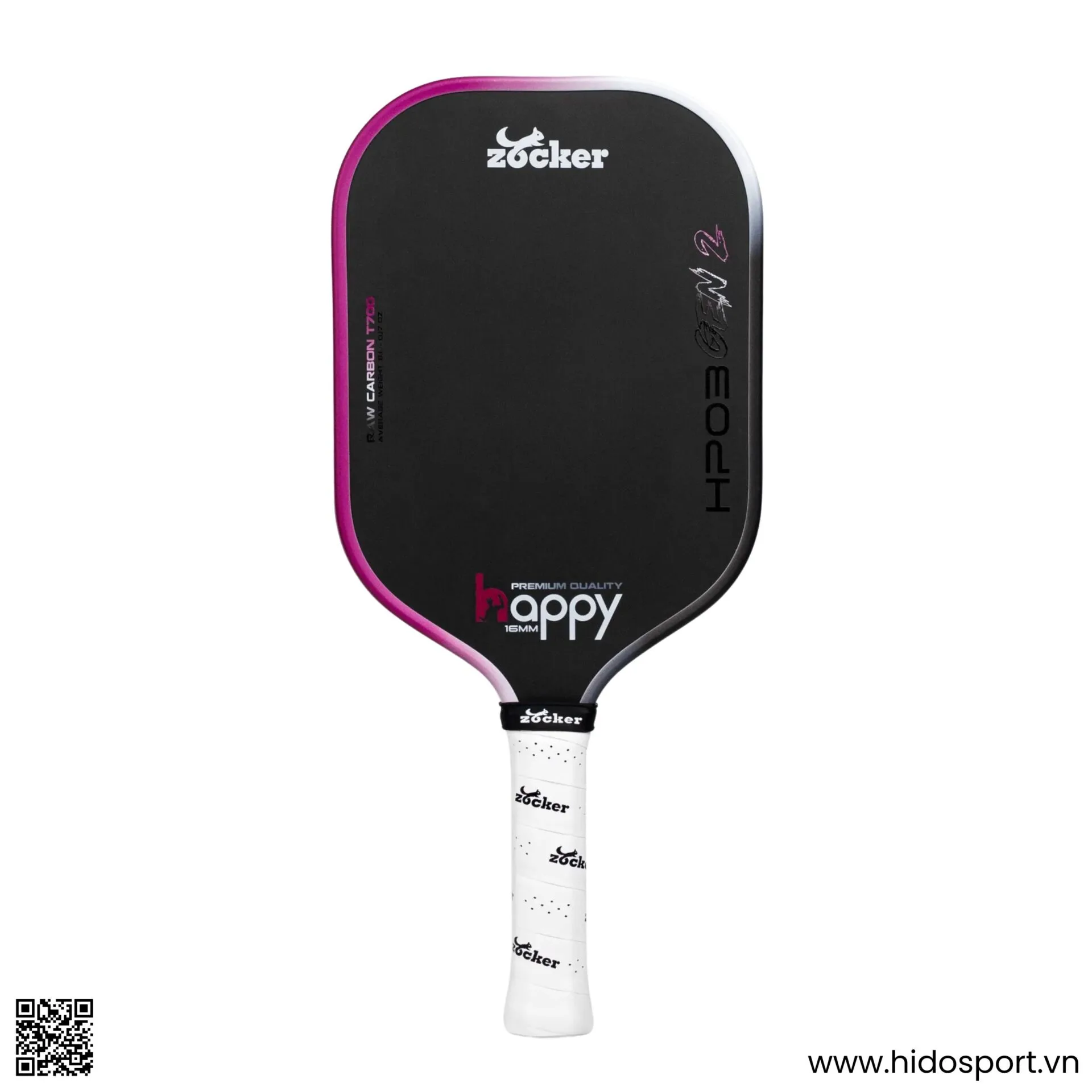 (TITLE)% Vot Pickleball Zocker Happy Hp03 Gen 2 Chinh Hang 16mm Mau Hong Hinh 001