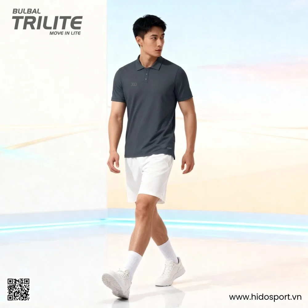 (TITLE)% Áo Polo Thể Thao Nam Bulbal Trilite Chính Hãng 2025 - Xám Chì Nền