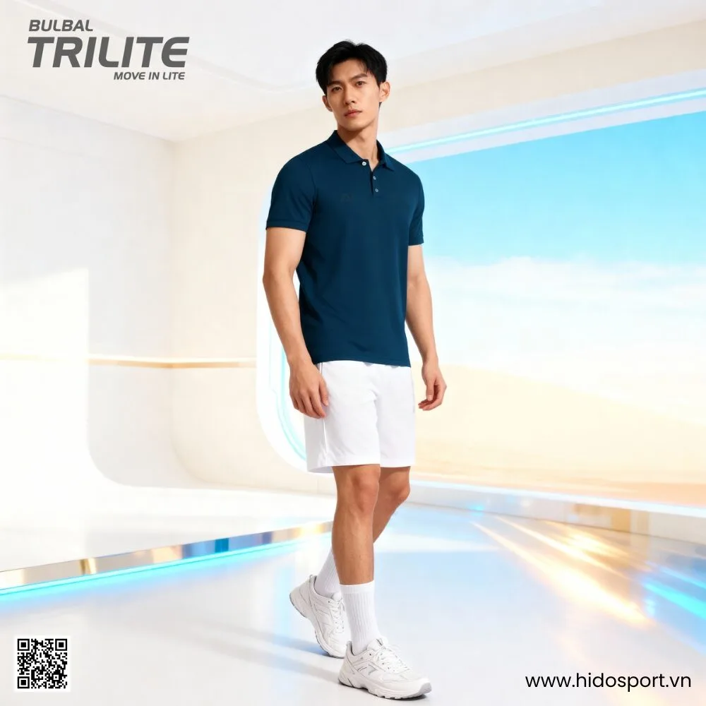 (TITLE)% Áo Polo Thể Thao Nam Bulbal Trilite Chính Hãng 2025 - Xanh Lông Công Nền