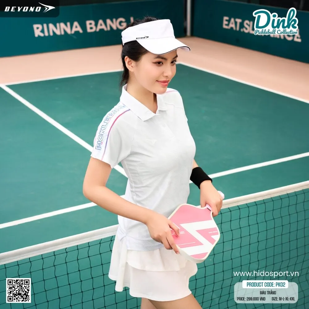 (TITLE)% Áo Polo Thể Thao Nam Nữ Beyono PK02 Chính Hãng 2025 - Nữ Trắng