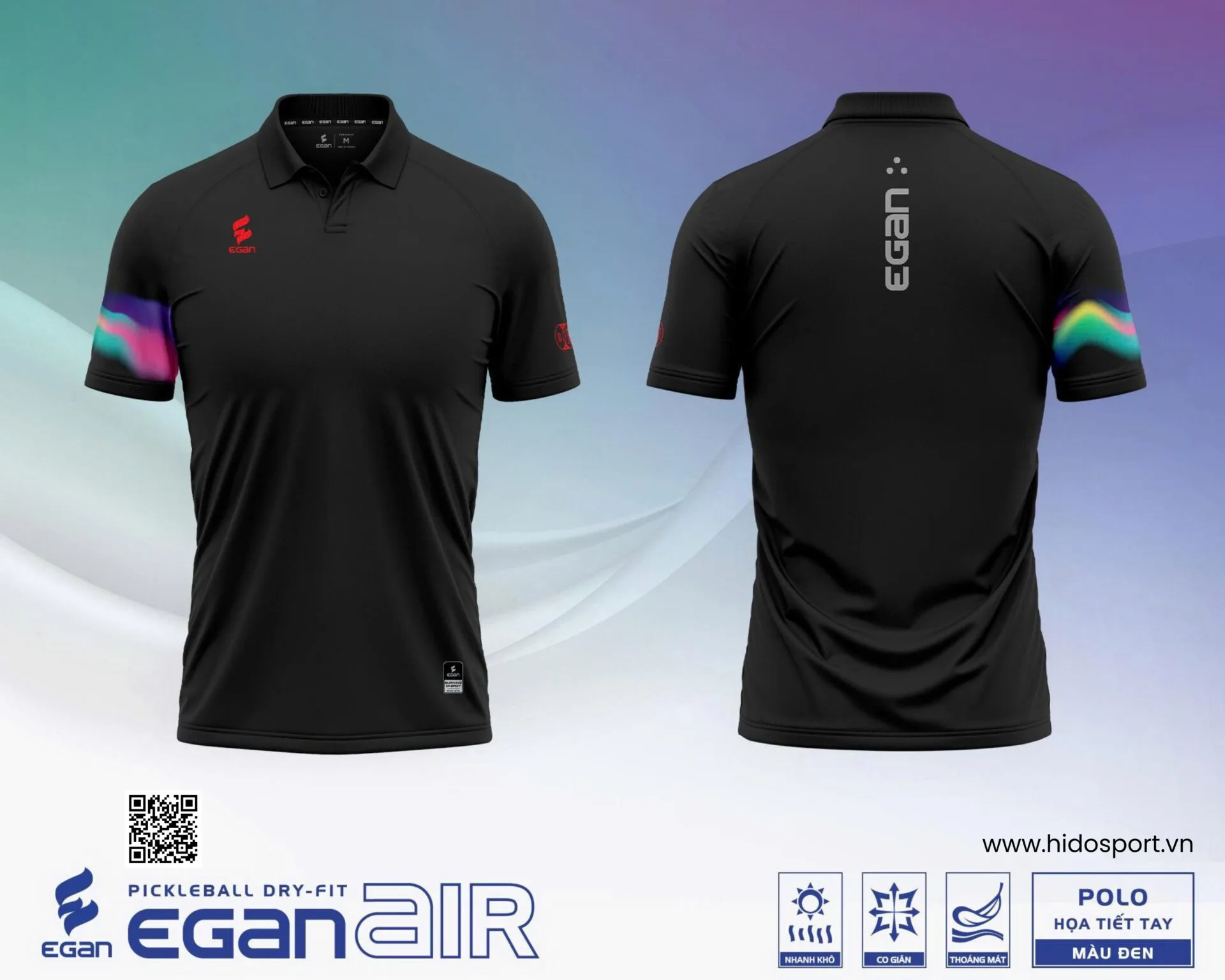 (TITLE)% Áo Polo Thể Thao Nam Nữ Egan Air Chính Hãng 2025 - Đen