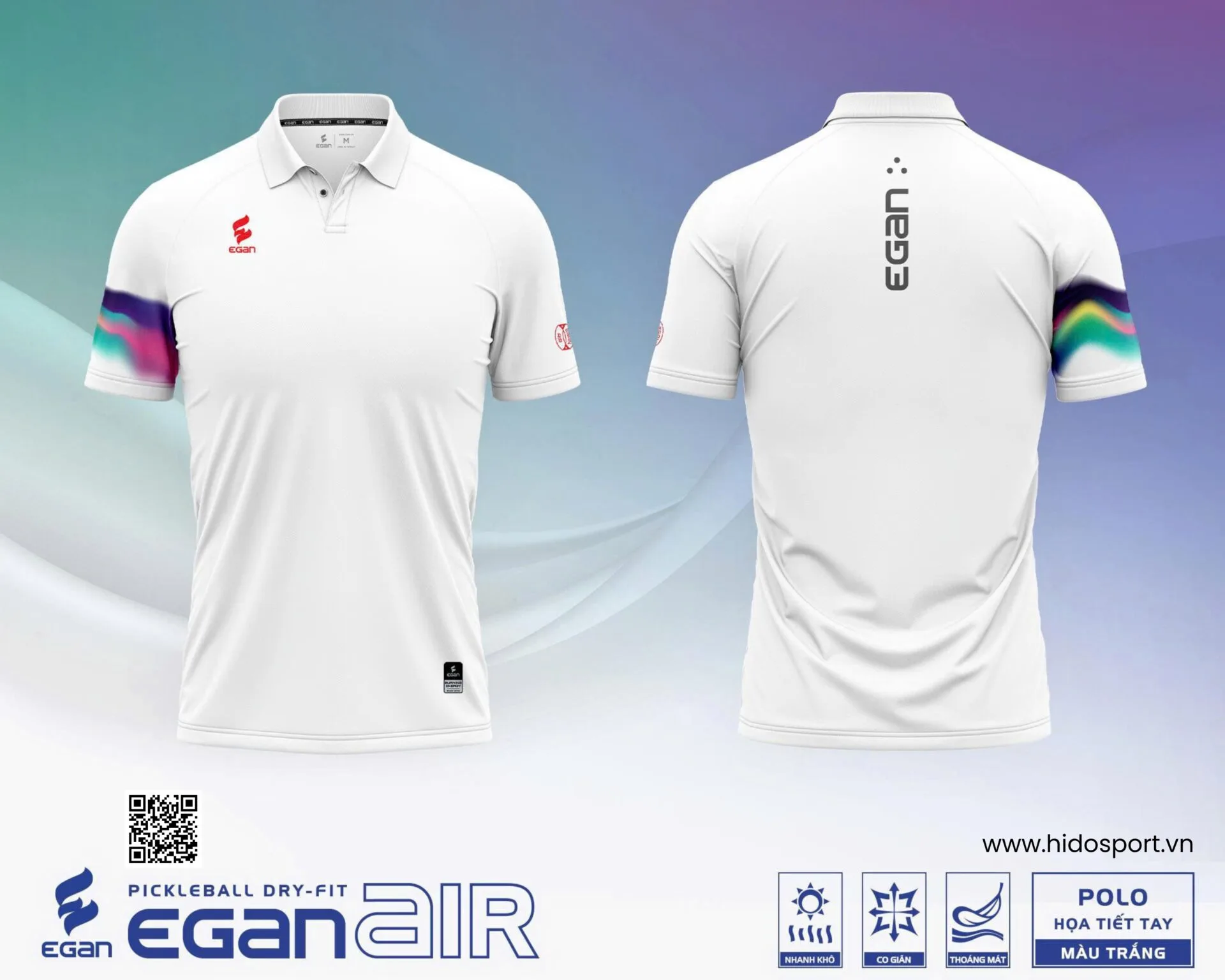 (TITLE)% Áo Polo Thể Thao Nam Nữ Egan Air Chính Hãng 2025 - Trắng