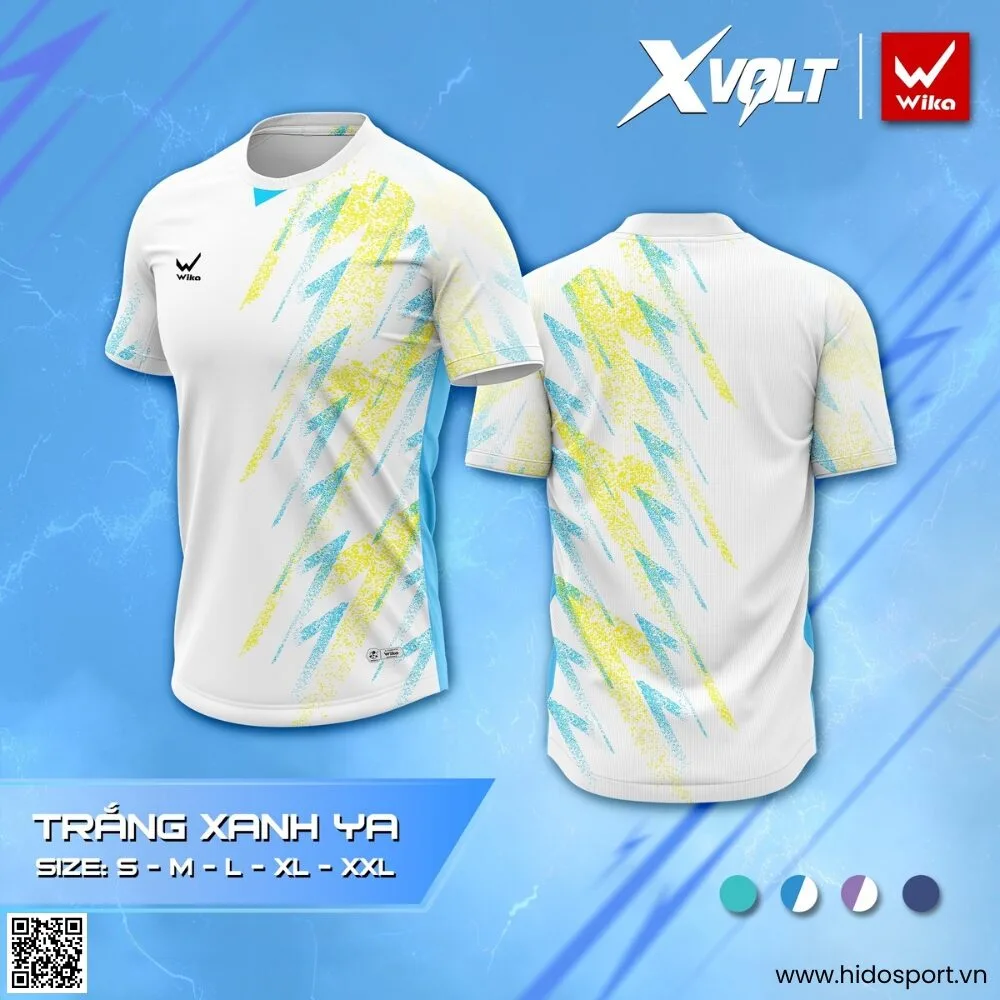 (TITLE)% Áo Thể Thao Nam Nữ WIKA XVOLT Chính Hãng 2025 | Linh Muối x Trí Chuột - Trắng Xanh Ya