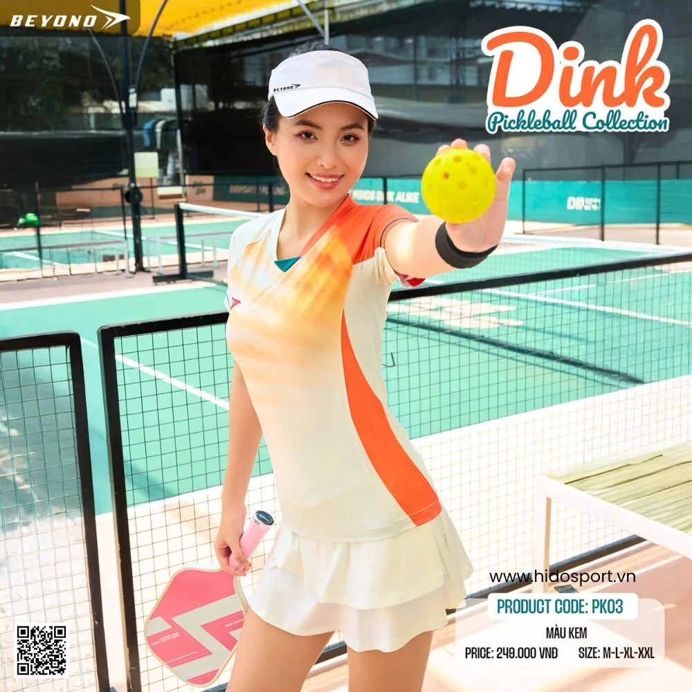 (TITLE)% Áo Thể Thao Nữ Beyono PK03 Chính Hãng 2025 | BST DINK - Kem