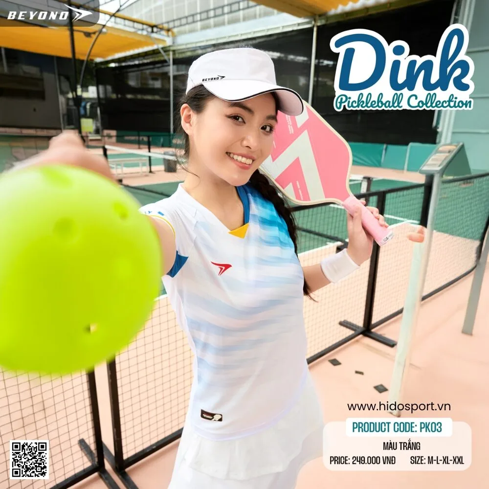 (TITLE)% Áo Thể Thao Nữ Beyono PK03 Chính Hãng 2025 | BST DINK - Trắng