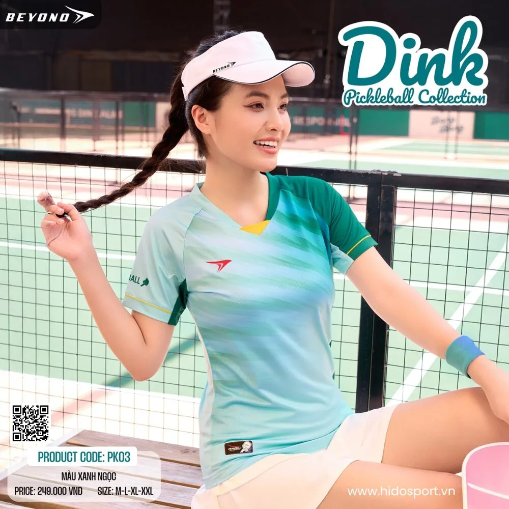 (TITLE)% Áo Thể Thao Nữ Beyono PK03 Chính Hãng 2025 | BST DINK - Xanh Ngọc