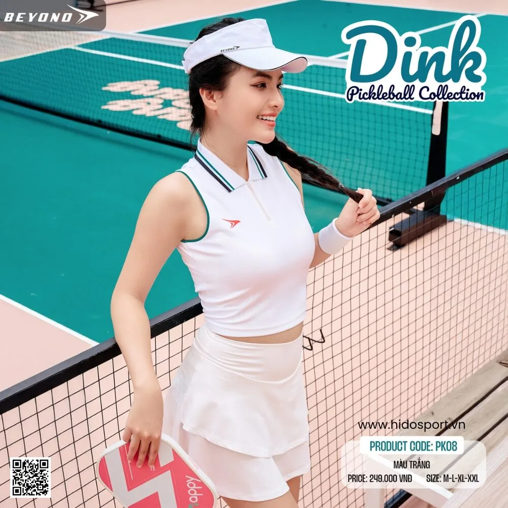 (TITLE)% Áo Thể Thao Nữ Beyono PK08 Chính Hãng 2025 | BST DINK - Trắng