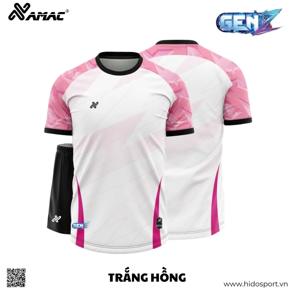 (TITLE)% BST 9 MÀU - Quần Áo Bóng Đá Thiết Kế Chính Hãng AMAC GEN Z 2025 - Trắng Hồng